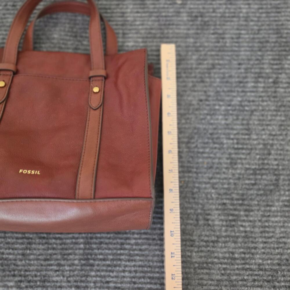FOSSIL Sydney Satchel Brown Cognac Leather Top Handle Handbag - Picture 12 of 12